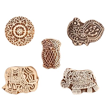 Set of 5 Piece New Mix Wooden Printing Block